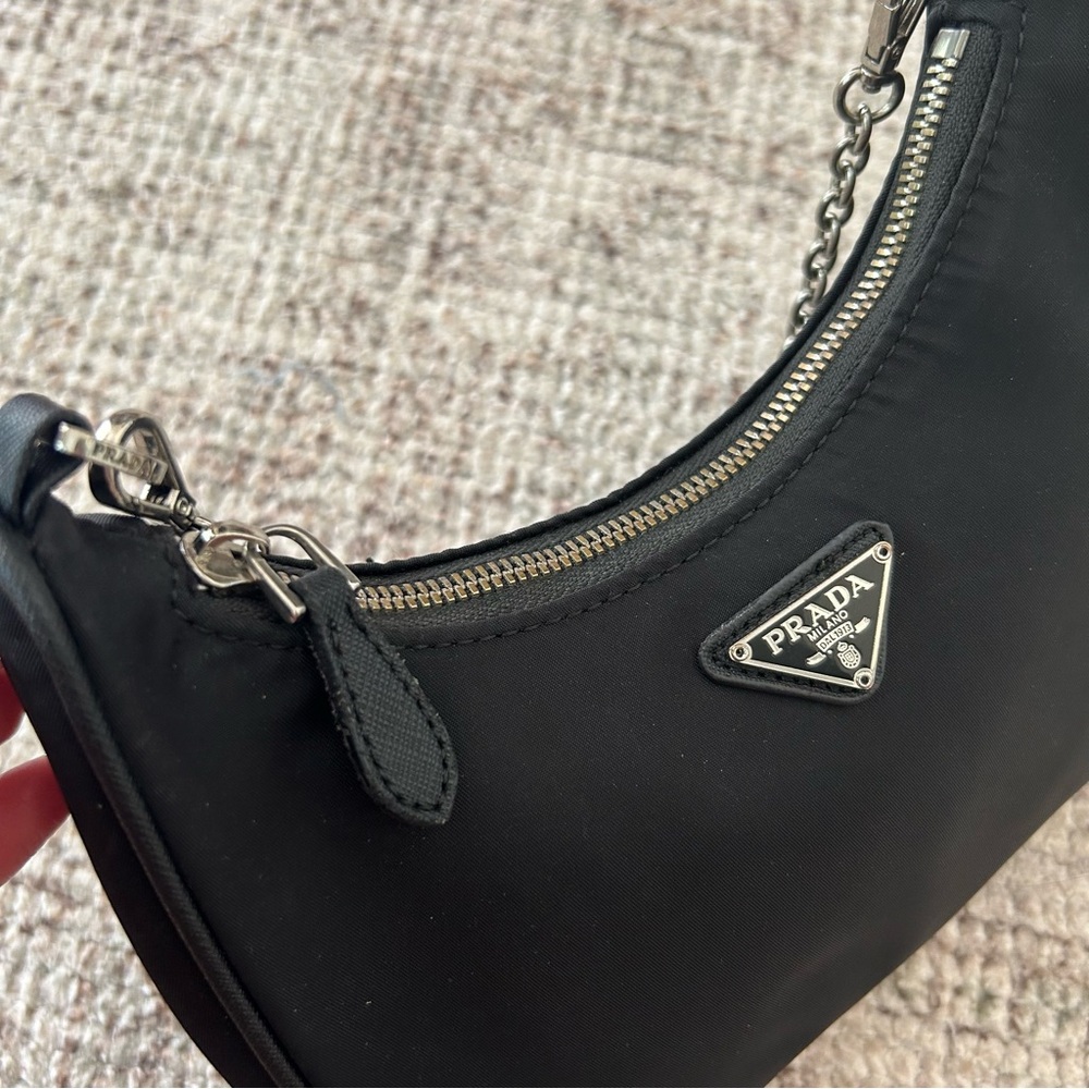 Prada Black Shoulder Bag with Silver Chain - Picture 7 of 16